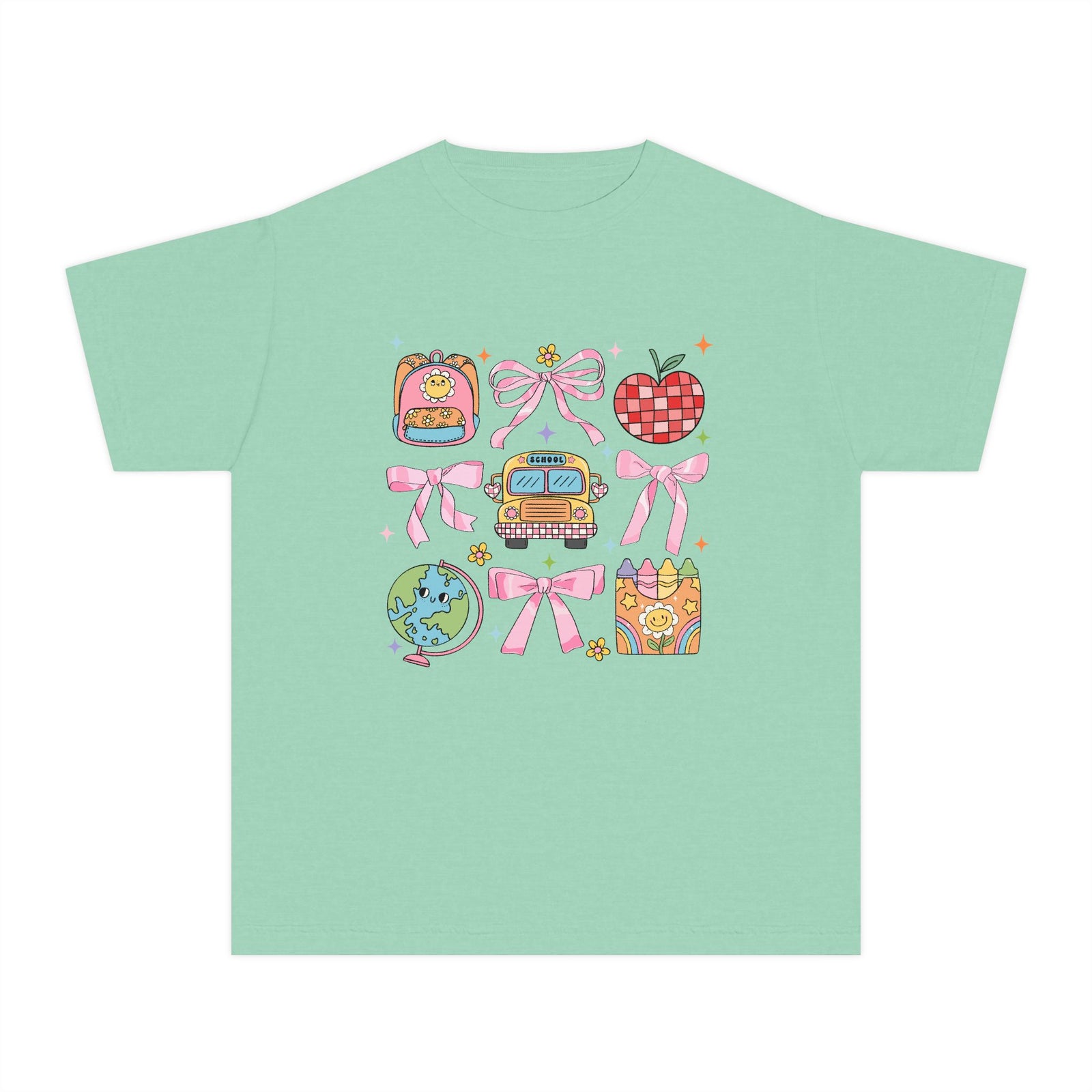 Coquette Back to School Bow Graphic Tee Kids Preppy Cute T-Shirt