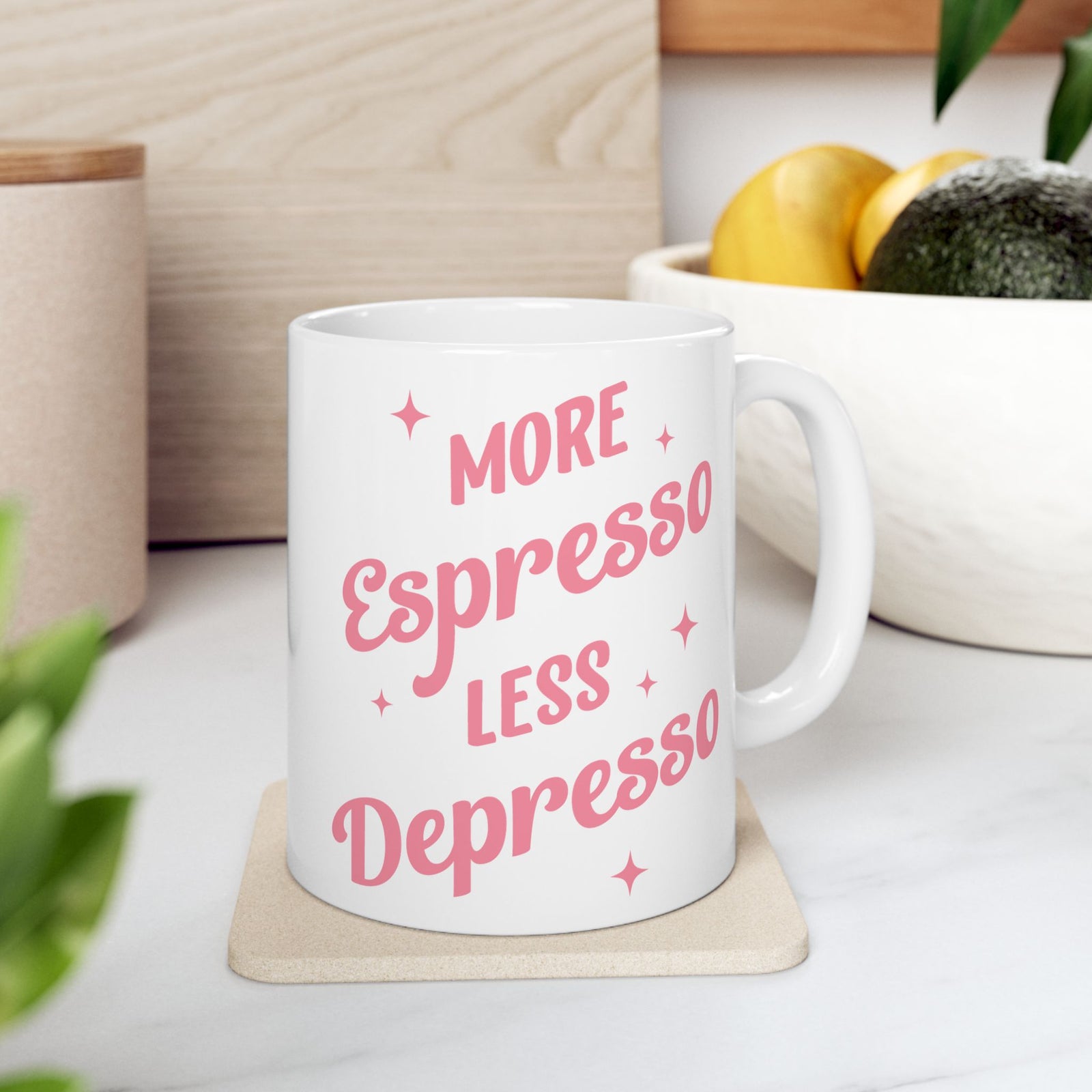 More Espresso Less Depresso Cute Ceramic Mug Coffee Cup (11oz & 15oz)