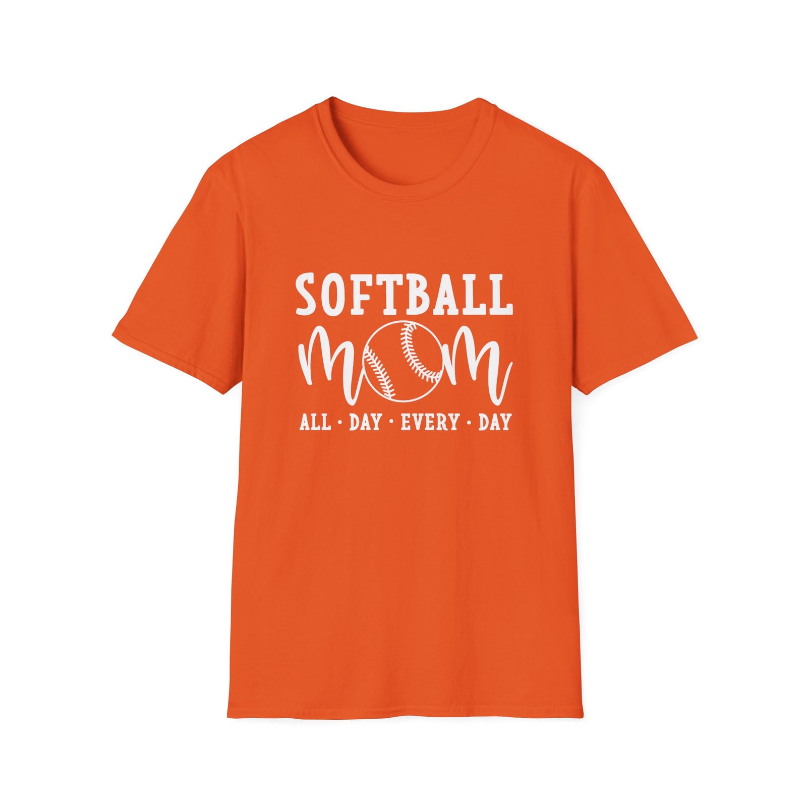 Softball Mom All Day Graphic T-Shirt Cute Sports Mom Tee (12 Team Colors)