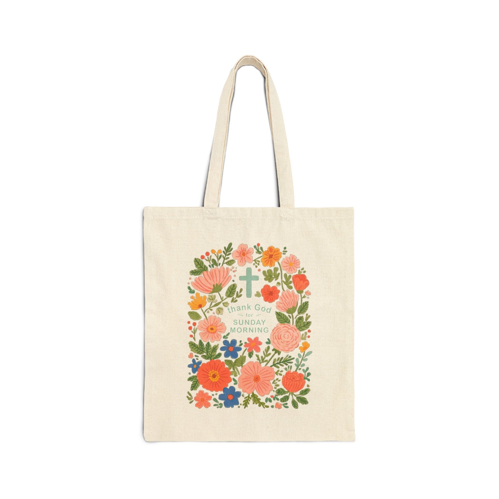Thank God For Sunday Morning Christian Cotton Canvas Tote Bag