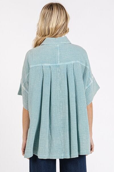Mittoshop Mineral Wash Gauze Oversized Short Sleeve Shirt - Sydney So Sweet