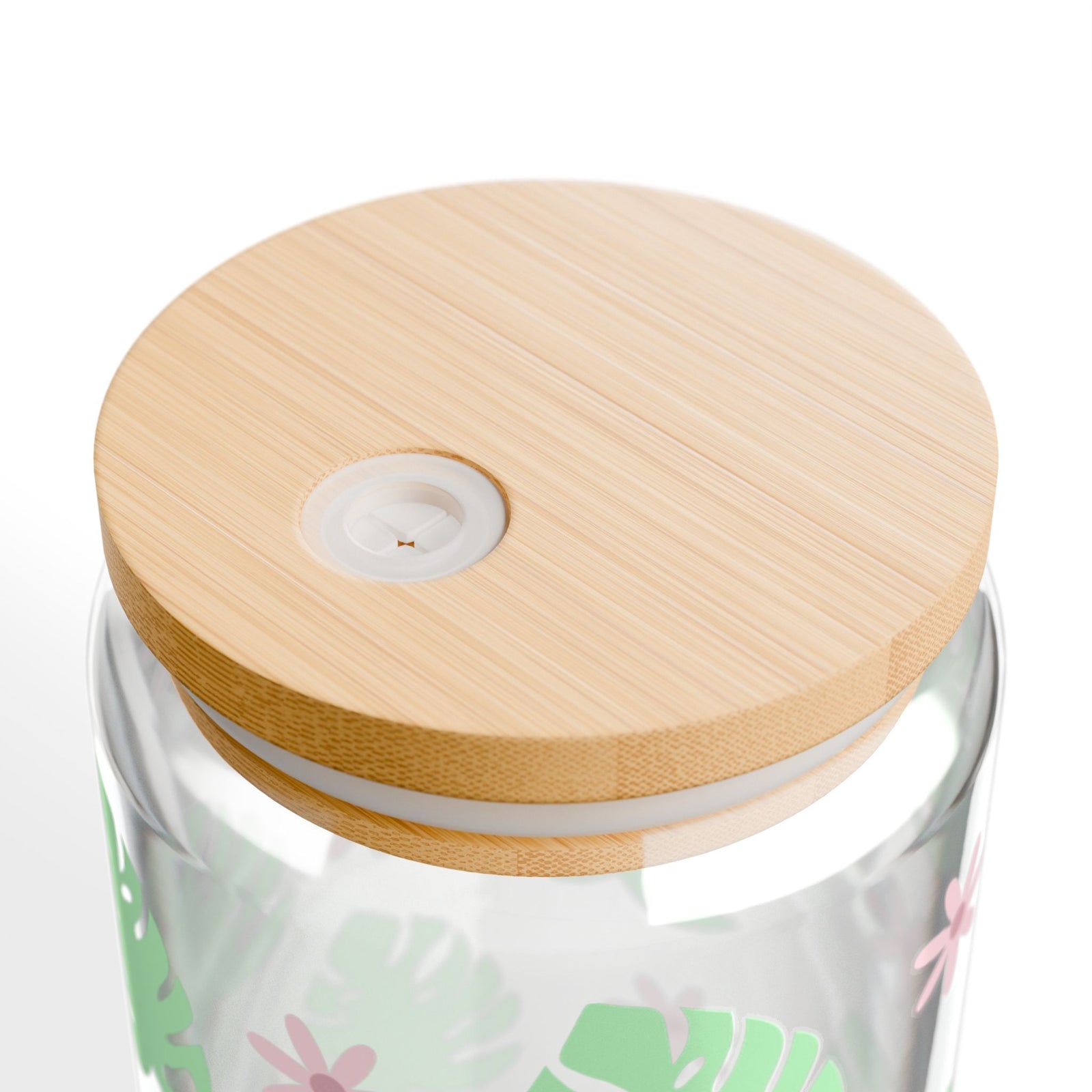 Monstera Plant Tumbler Sipper Glass 16oz — Reusable Drink Jar with Lid & Straw
