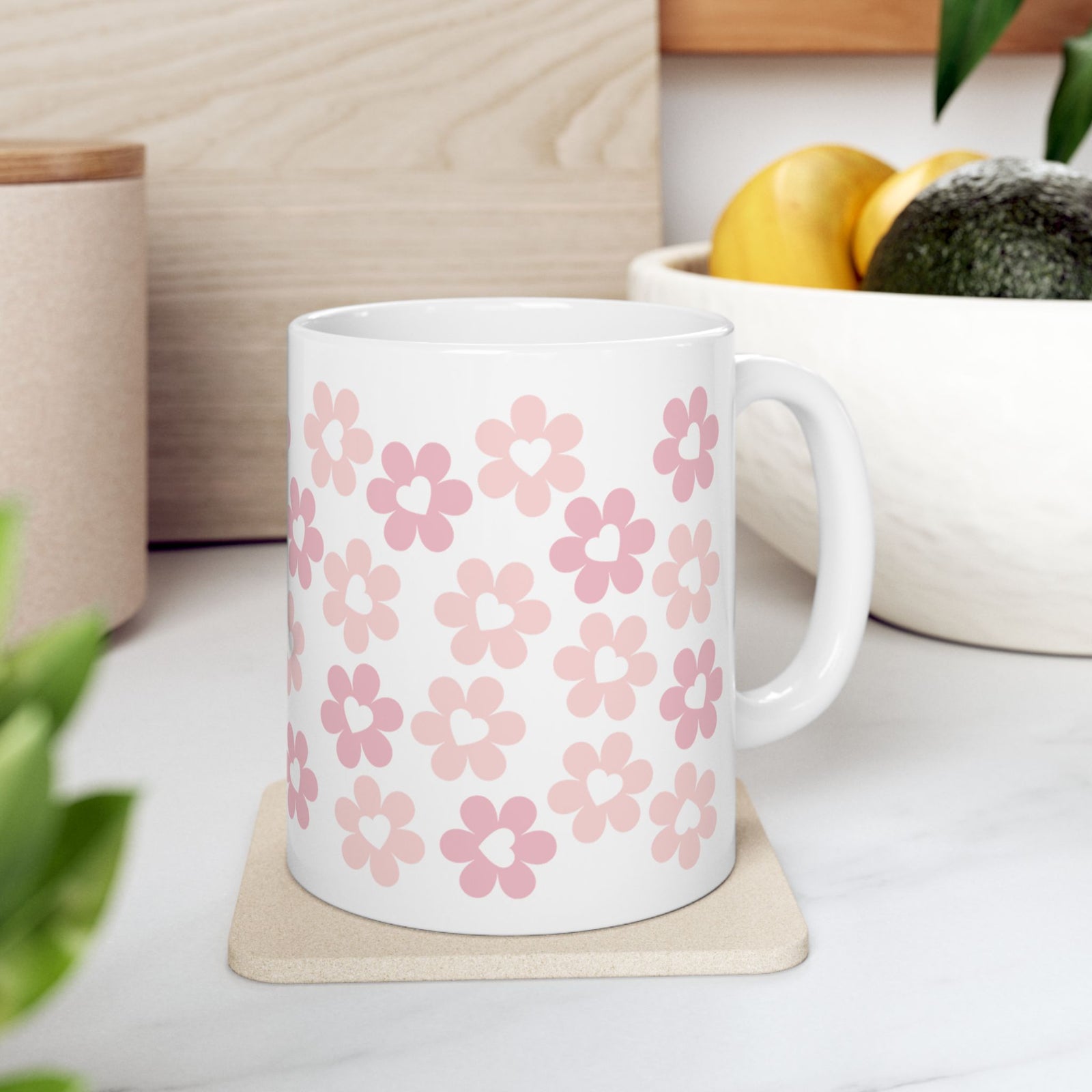 Pink Heart Daisies Mug — Cute Valentine’s Day Coffee Cup (11oz & 15oz) - Sydney So Sweet
