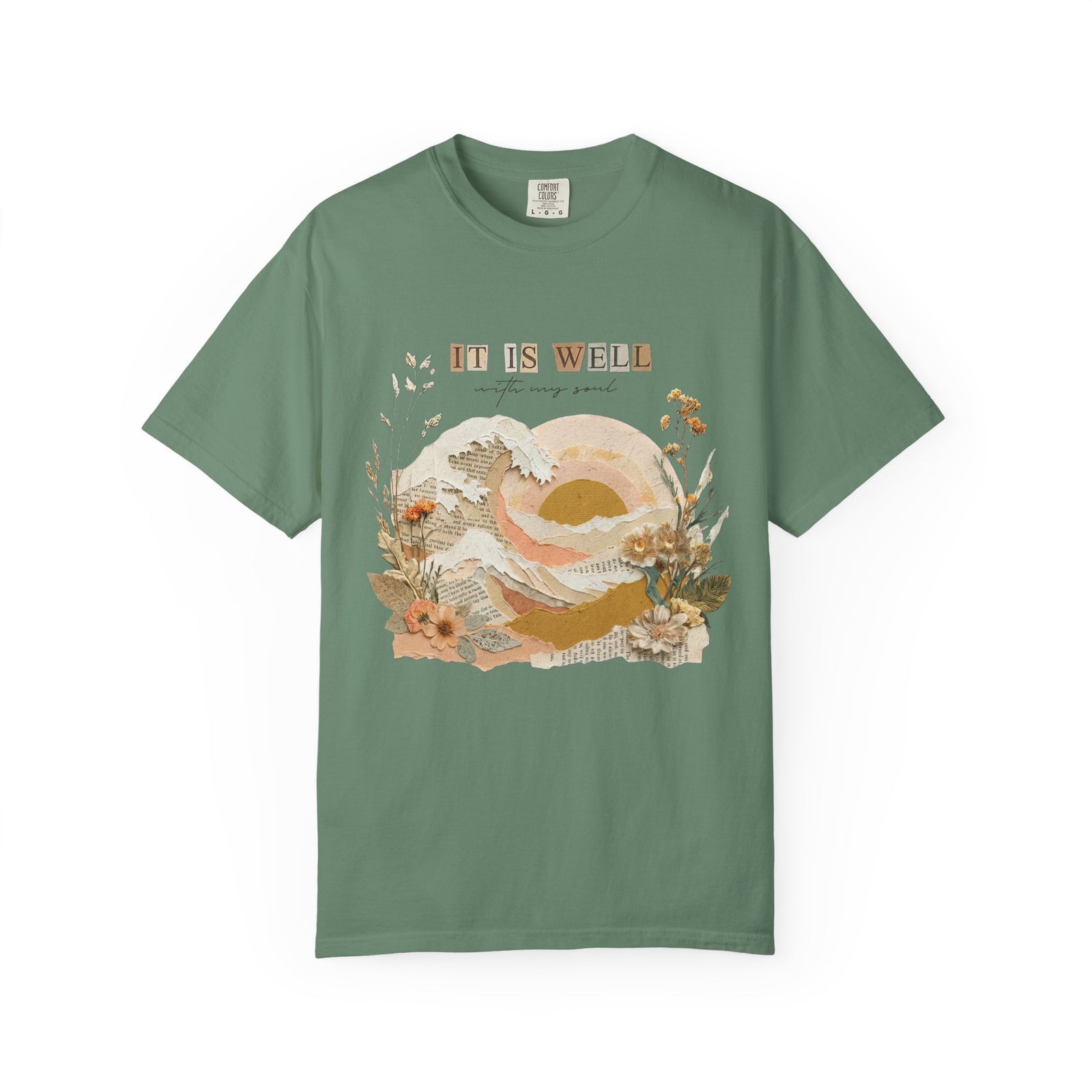 It Is Well with my Soul Christian Graphic Tee Floral Sunset T-Shirt