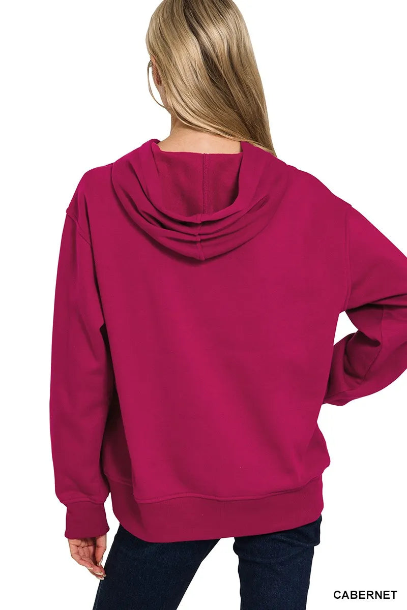 Zenana Fleece Kangaroo Pocket Hoodie - Sydney So Sweet