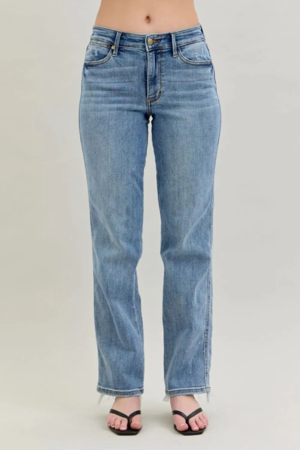 Judy Blue Frayed Hem Cell Phone Pocket Dad Jeans - Sydney So Sweet