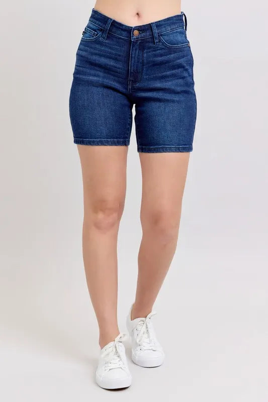 Judy Blue High Waist V-Front Bermuda Denim Shorts - Sydney So Sweet