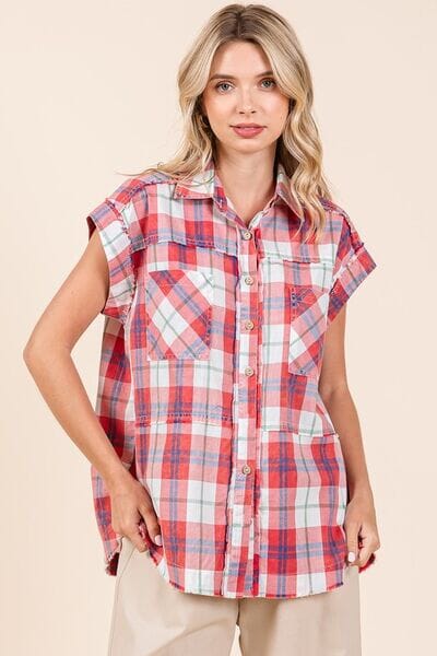 Mittoshop Mineral Wash Plaid Button Down Shirt - Sydney So Sweet