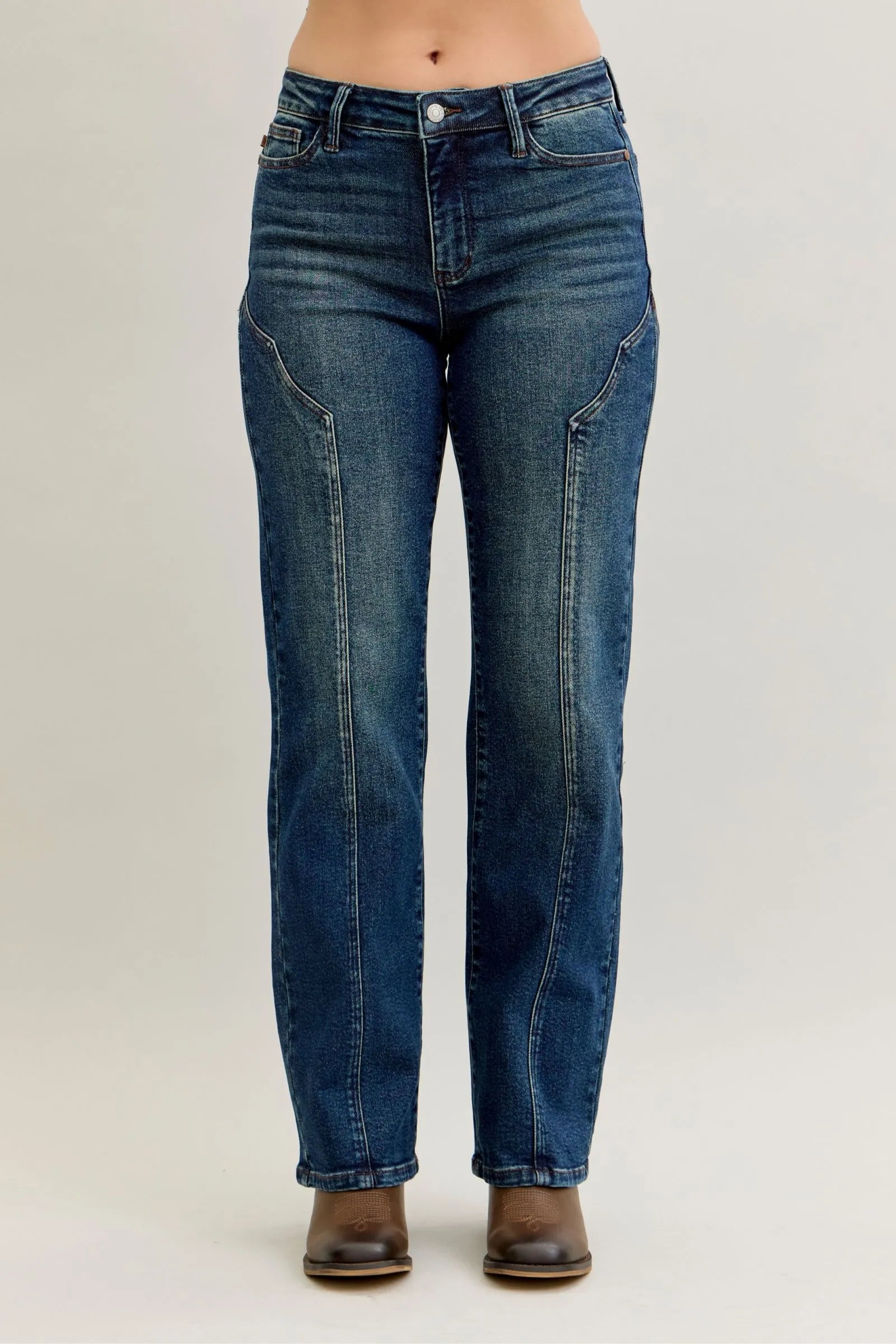 Judy Blue Full Size Seam Detail Straight Leg Jeans Plus Size - Sydney So Sweet