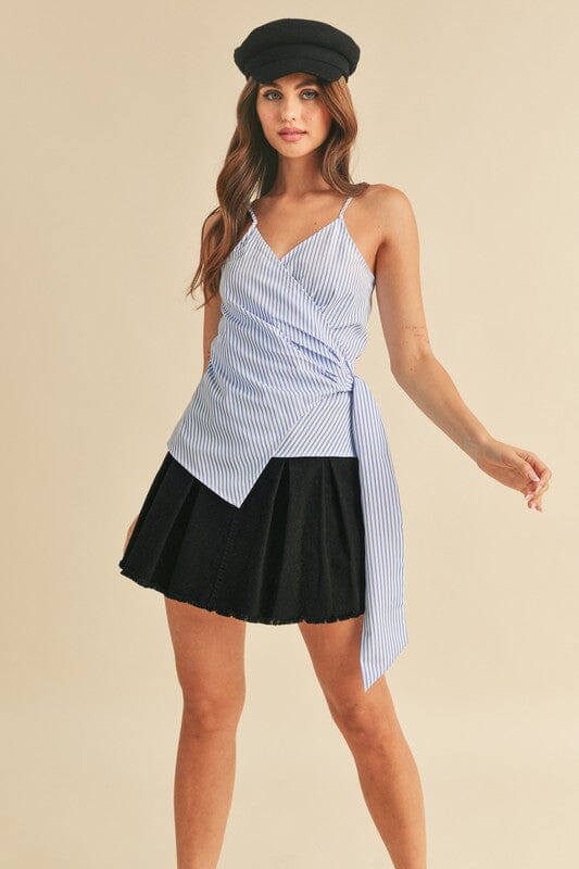 Aemi + Co Side Knotted Surplice Striped Cami - Sydney So Sweet