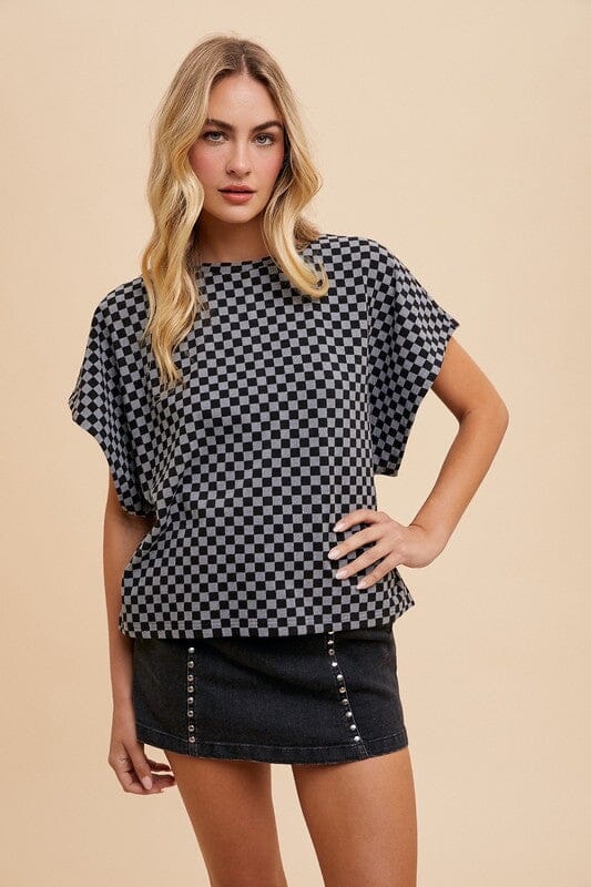 Annie Wear Checkered Round Neck Short Sleeve T-Shirt - Sydney So Sweet