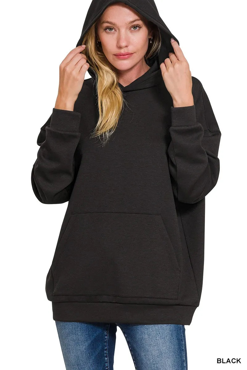 Zenana Oversized Scuba Hoodie with Kangaroo Pocket - Sydney So Sweet
