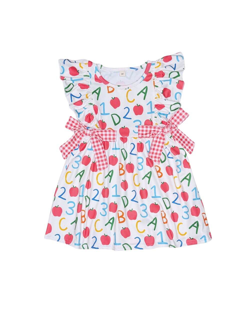 ABC Apple Girls Back to School Coquette Bow Dress