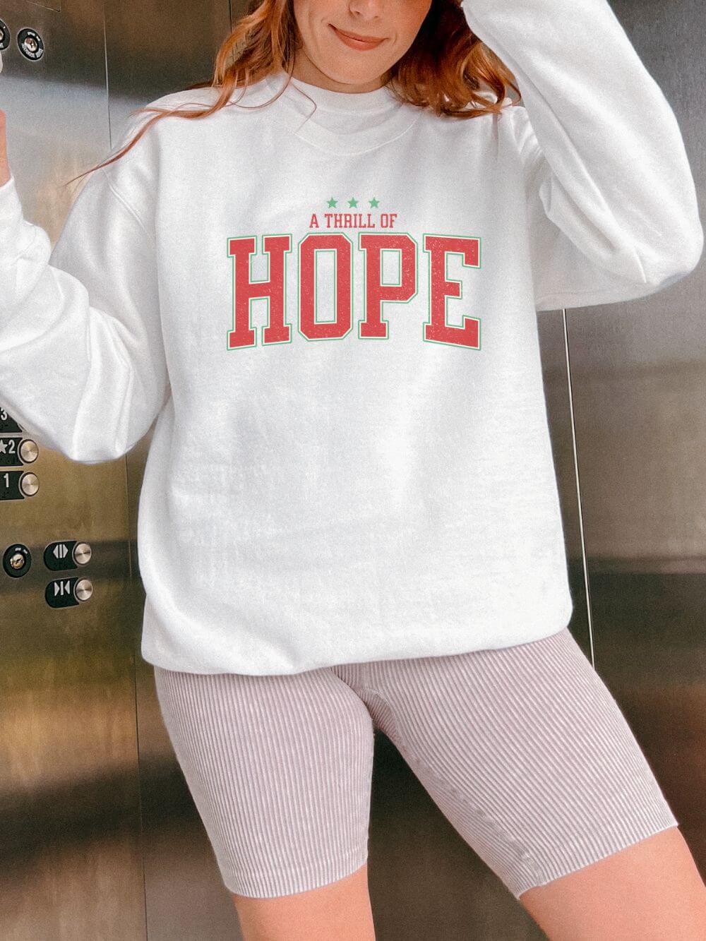 A Thrill of Hope Christmas Season Distressed Crewneck Unisex Sweatshirt
