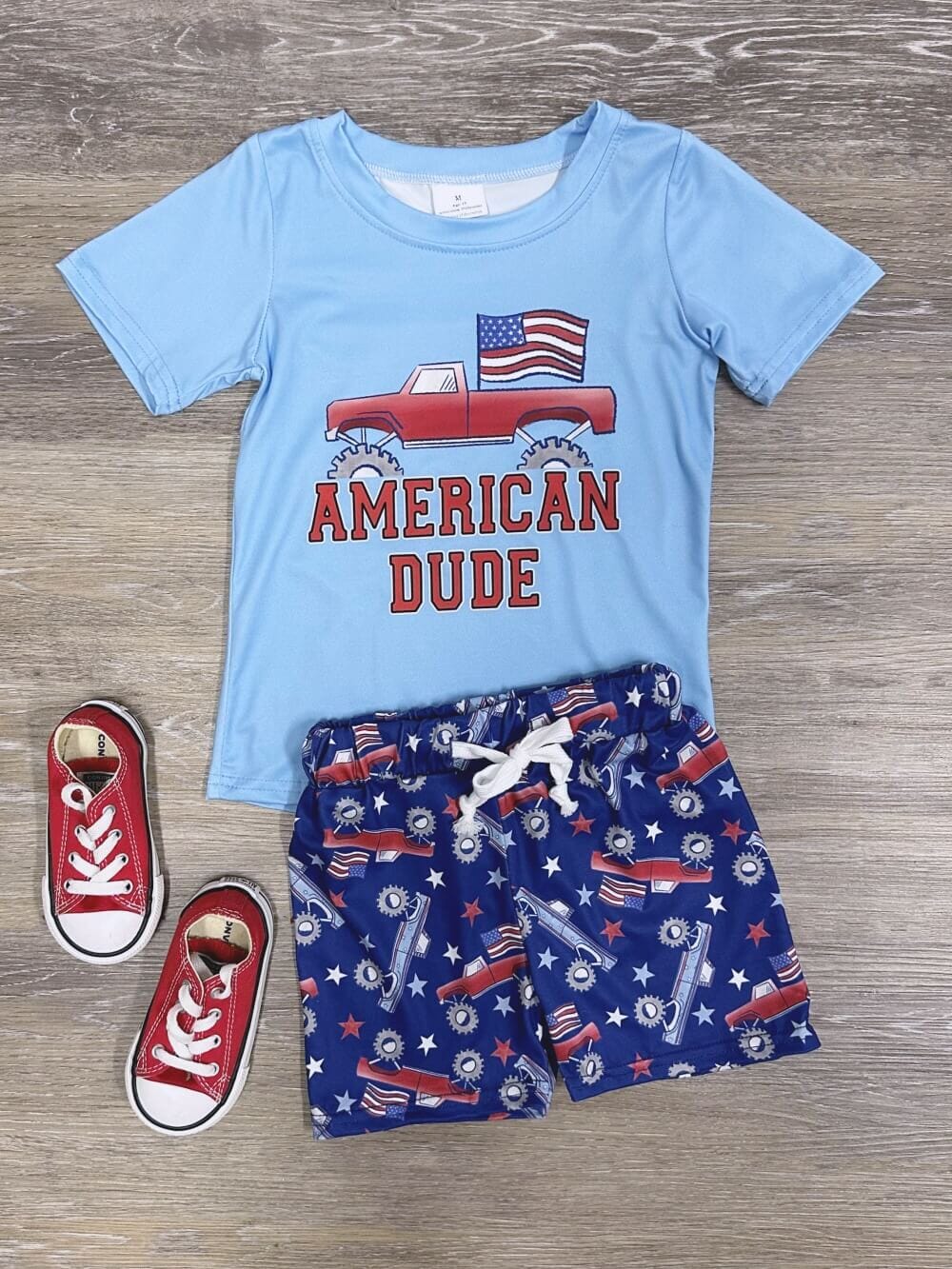 All-American Dude Boys Red, White & Blue Shorts Outfit - Sydney So Sweet