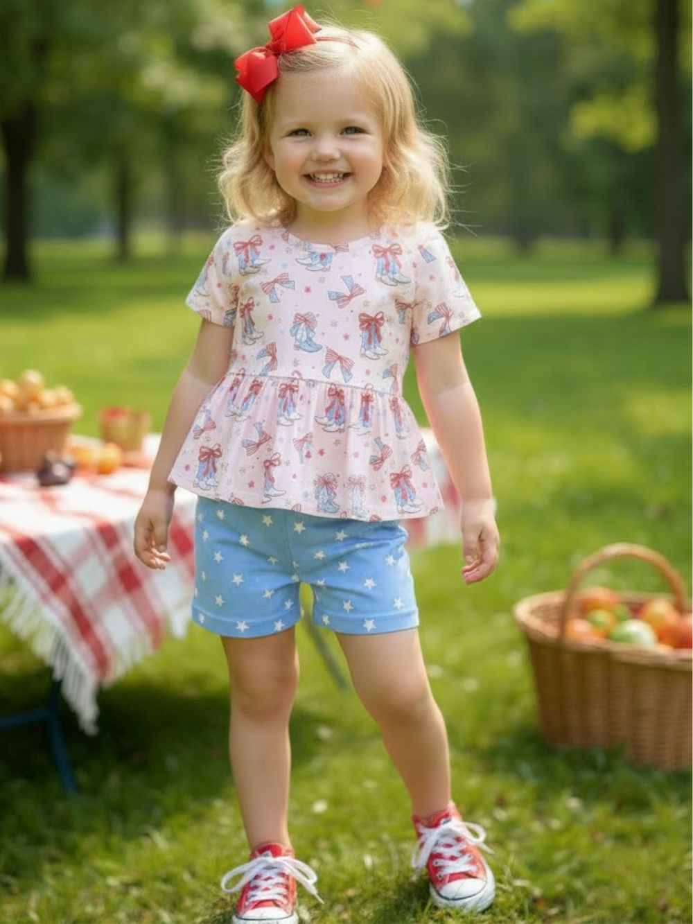 All American Cowgirl Boots Girls Shorts Outfit