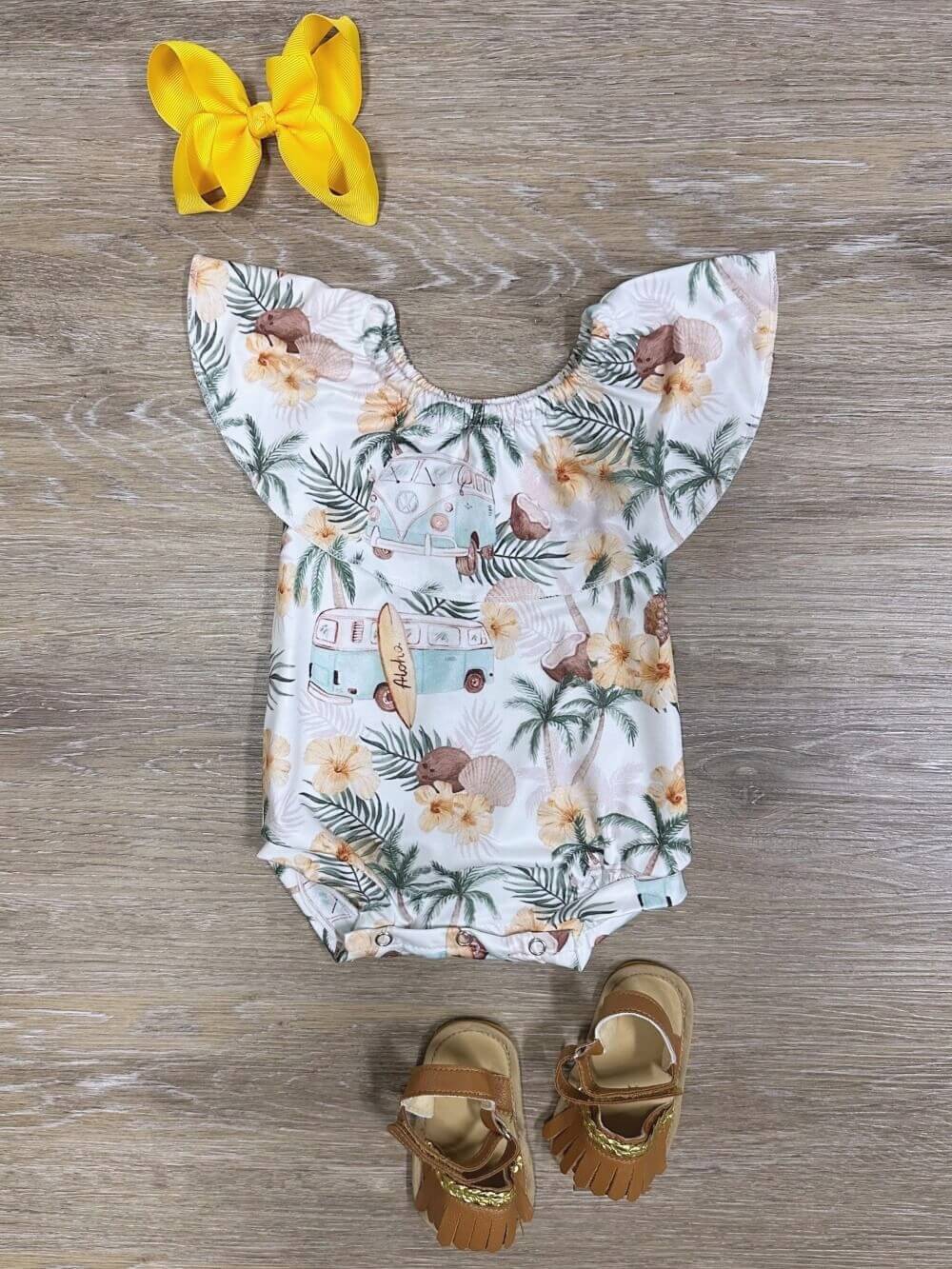 Aloha Cutie Palm & Pineapple Baby Romper - Sydney So Sweet
