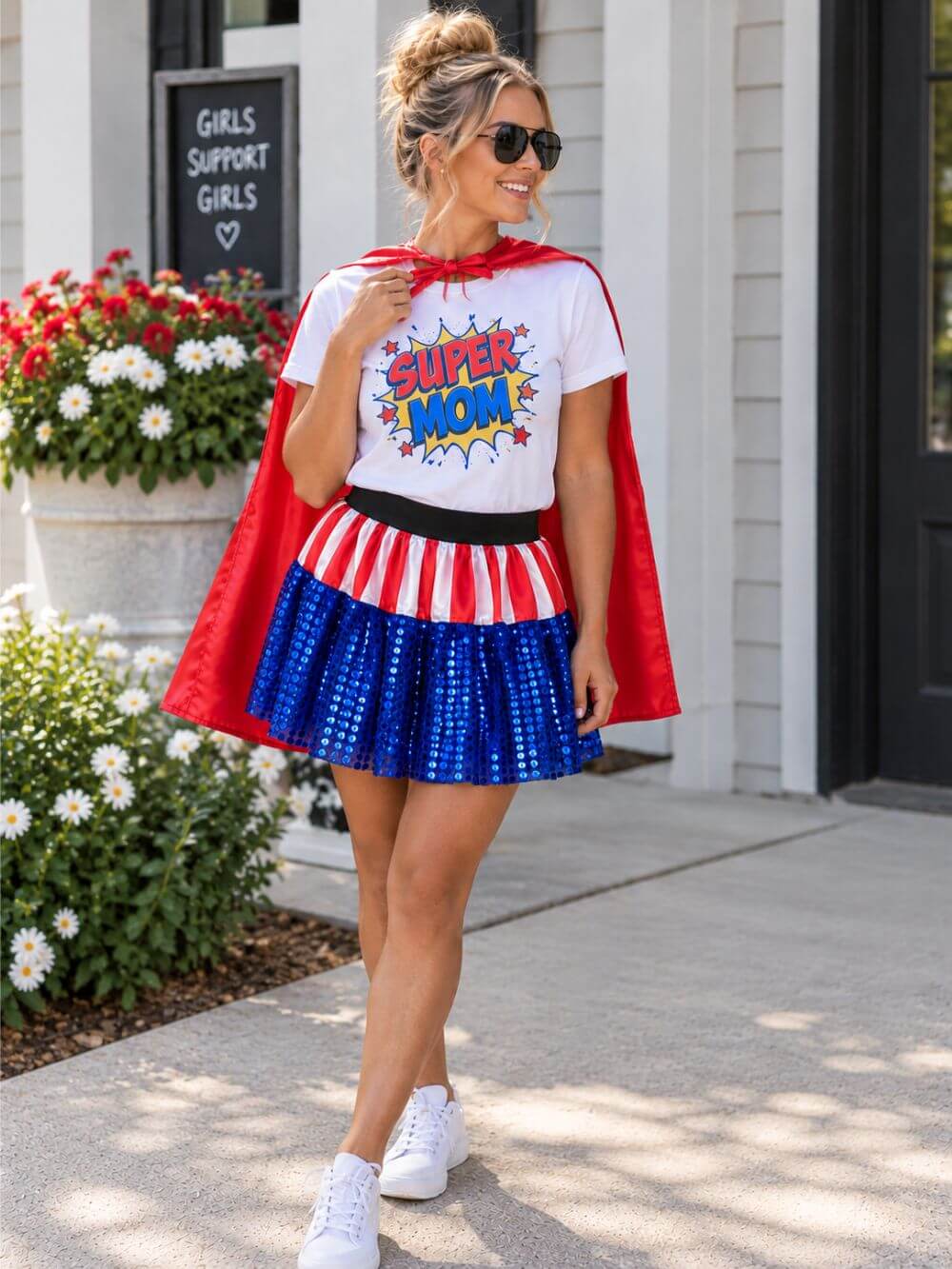 America Sequins & Stripes Superhero Tutu Skirt Costume for Girls, Women, Plus