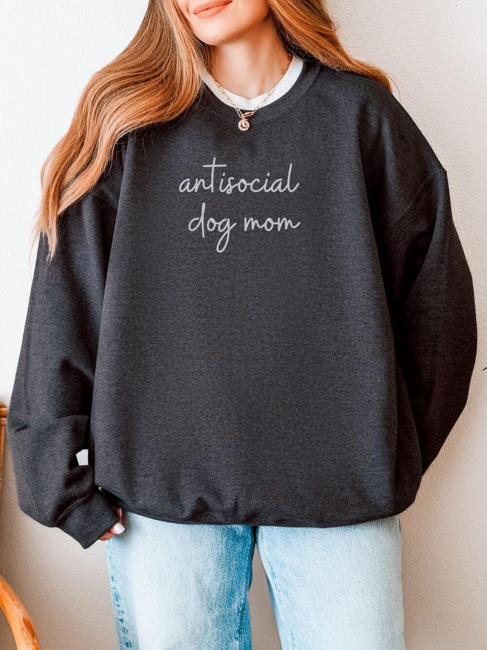 Antisocial Dog Mom Embroidered Crewneck Sweatshirt - Sydney So Sweet