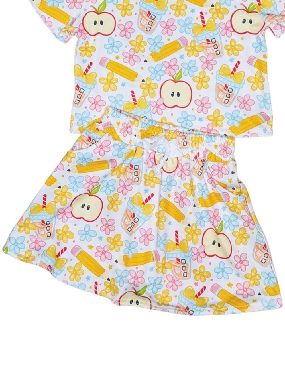 Apple & Pencil Girls Back to School Matching Skort Set