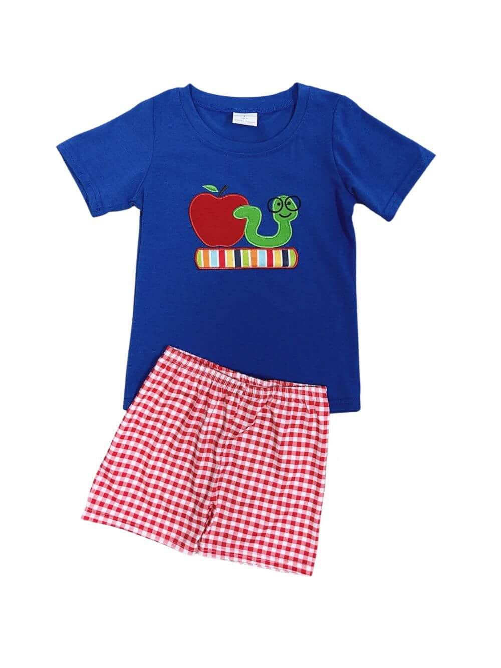 Apple and Worm Boys Back to School Gingham Shorts Outfit - Sydney So Sweet