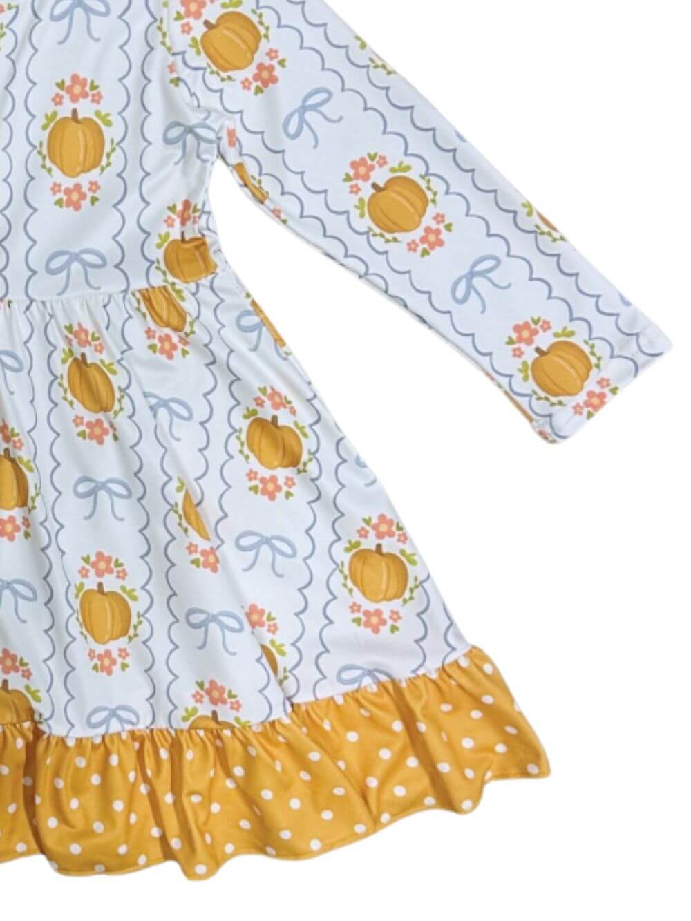 Autumn Bows & Buttons Girls Pumpkin Dress - Sydney So Sweet