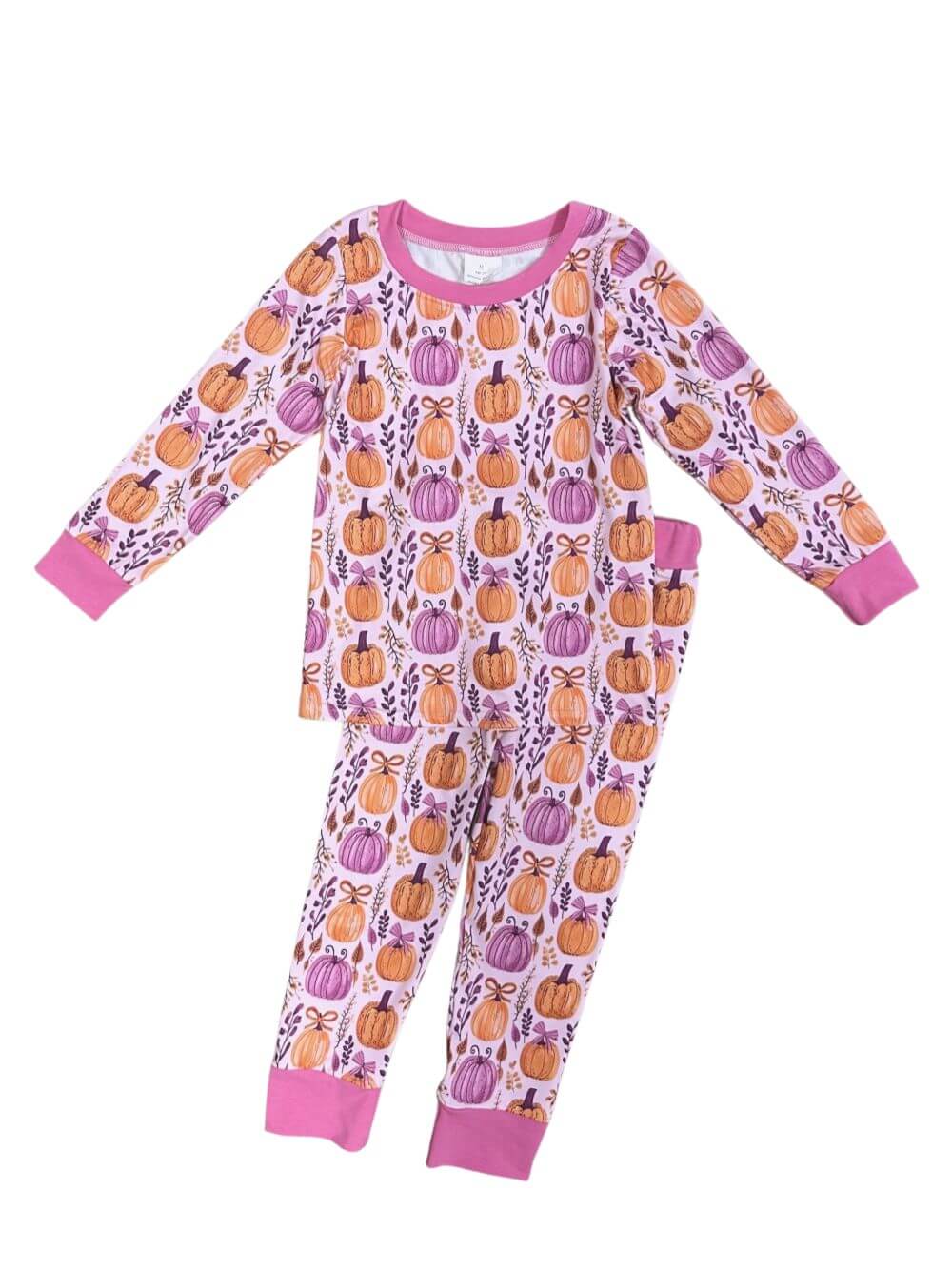 Autumn Glow Girls Pumpkin Print Lounge Set - Sydney So Sweet