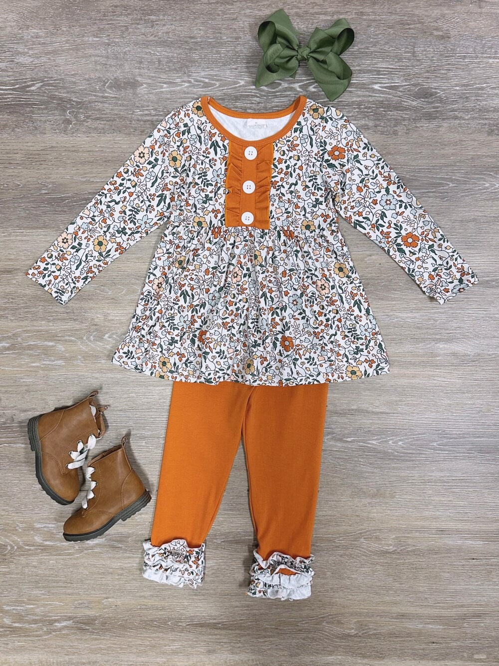 Autumn Petals Peplum Girls Pants Outfit - Sydney So Sweet