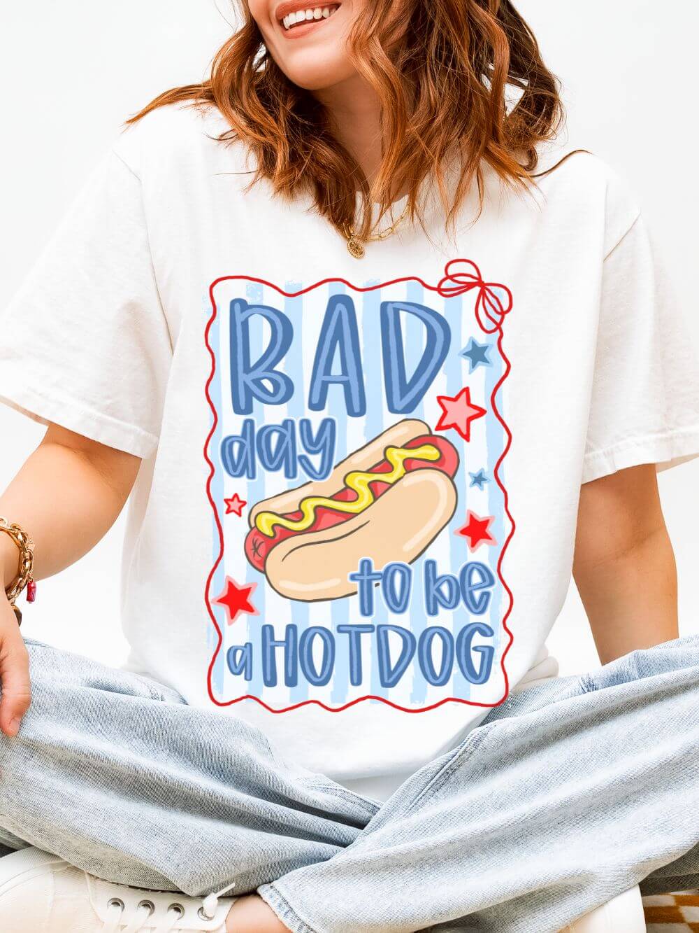 Bad Day to Be a Hotdog T-Shirt Funny Retro Patriotic Graphic Tee