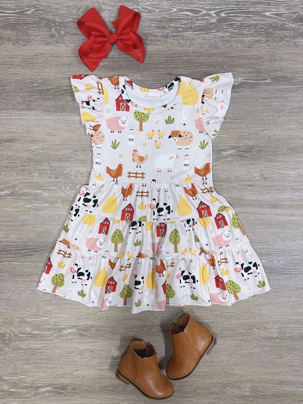 Barnyard Bash Girls Tiered Twirl Dress - Sydney So Sweet