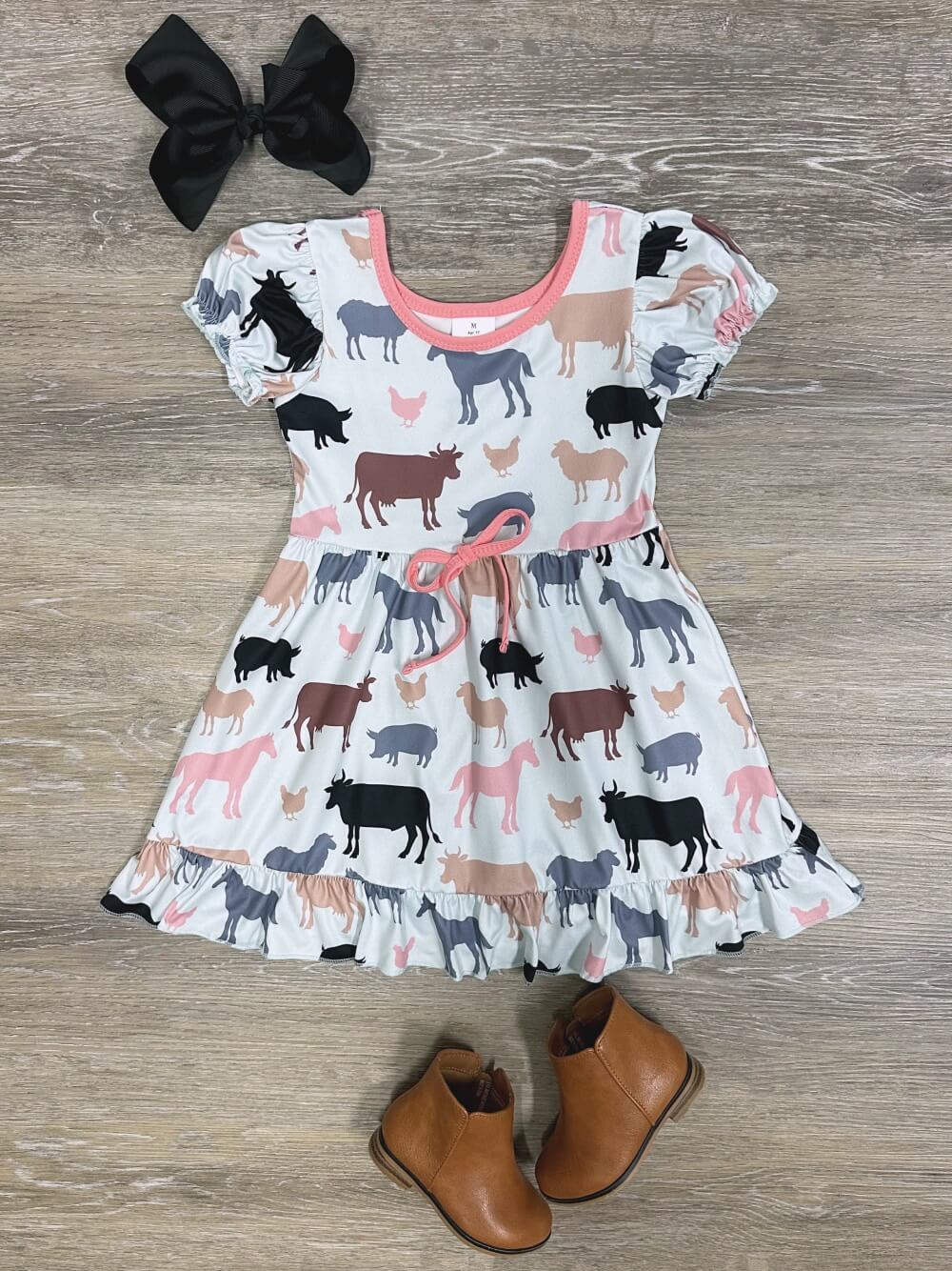 Barnyard Besties Puff Sleeve Girls Dress - Sydney So Sweet