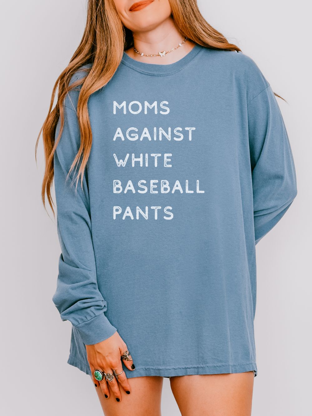 Moms Against White Baseball Pants Comfort Colors Long Sleeve T-Shirt - Sydney So Sweet