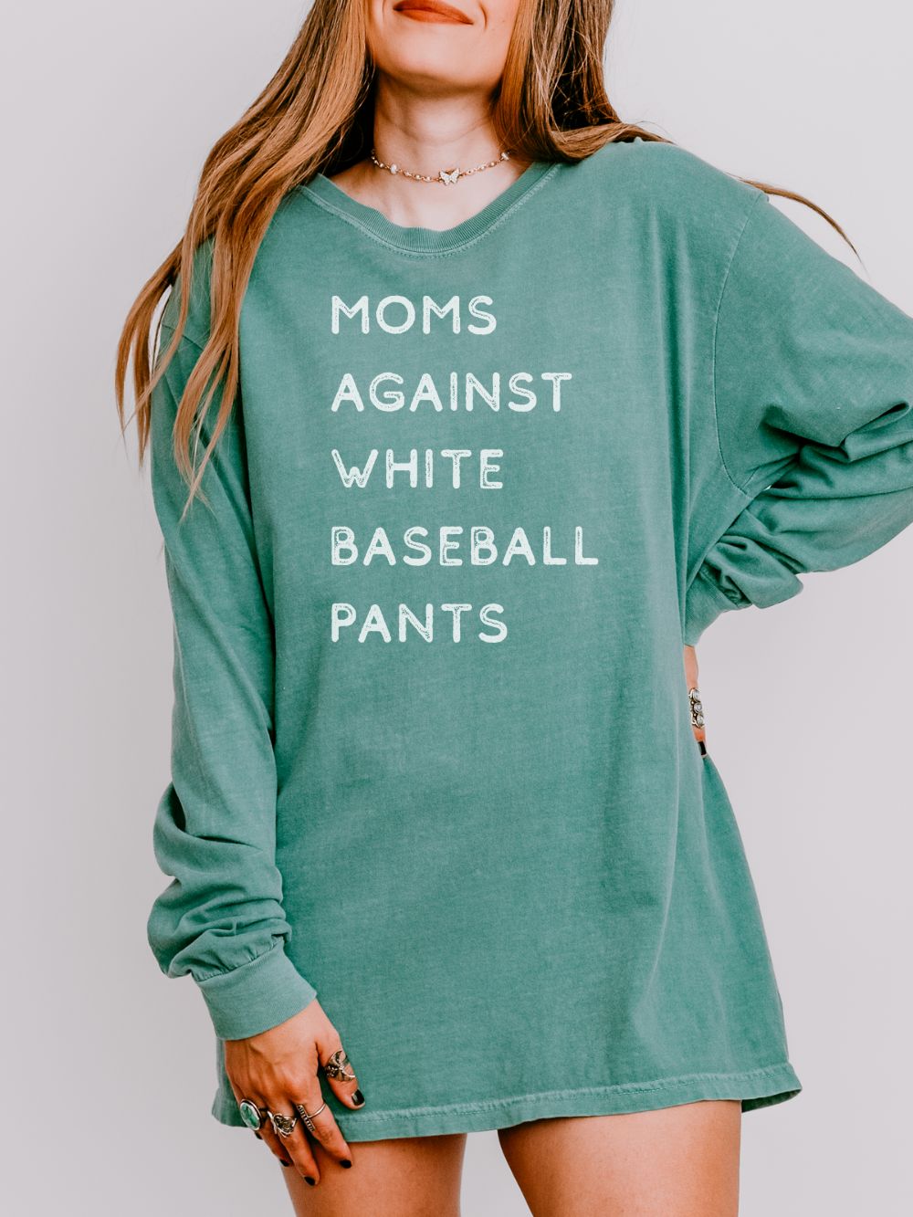 Moms Against White Baseball Pants Comfort Colors Long Sleeve T-Shirt - Sydney So Sweet