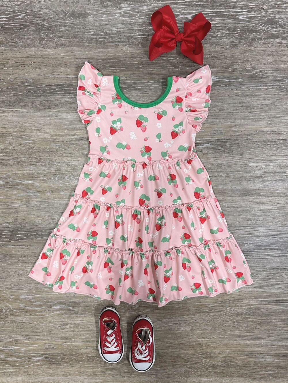 Berry Cute & Twirly Grils Short Sleeve Tiered Dress - Sydney So Sweet