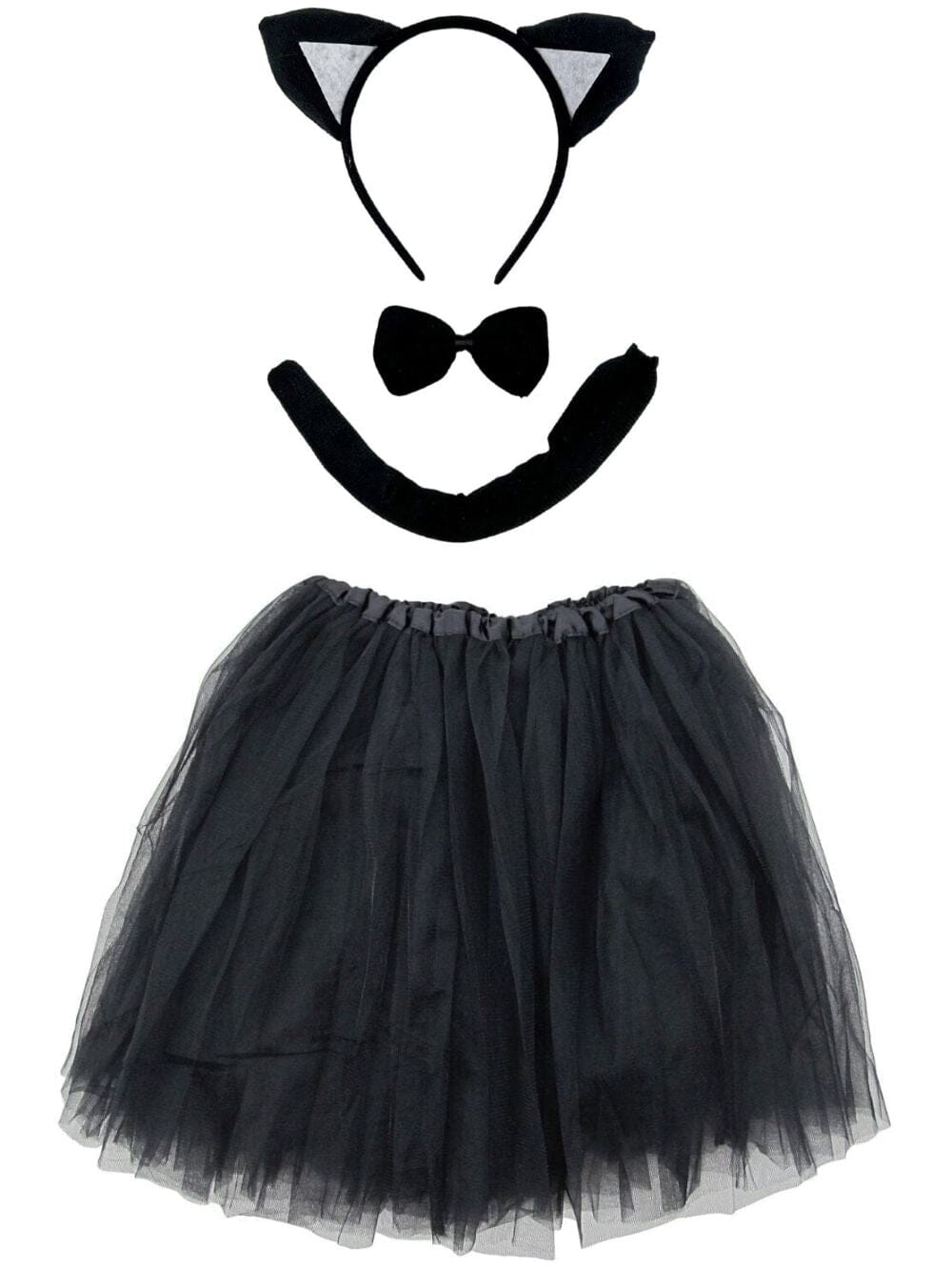 Black Cat Costume Set for Adults & Plus Size – Cat Headband Ears, Black Tutu Skirt & Tail – Halloween & Cosplay Outfit - Sydney So Sweet