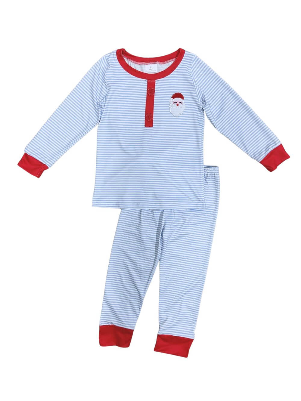 Blue Striped Santa Claus Boys Christmas Pajamas - Sydney So Sweet