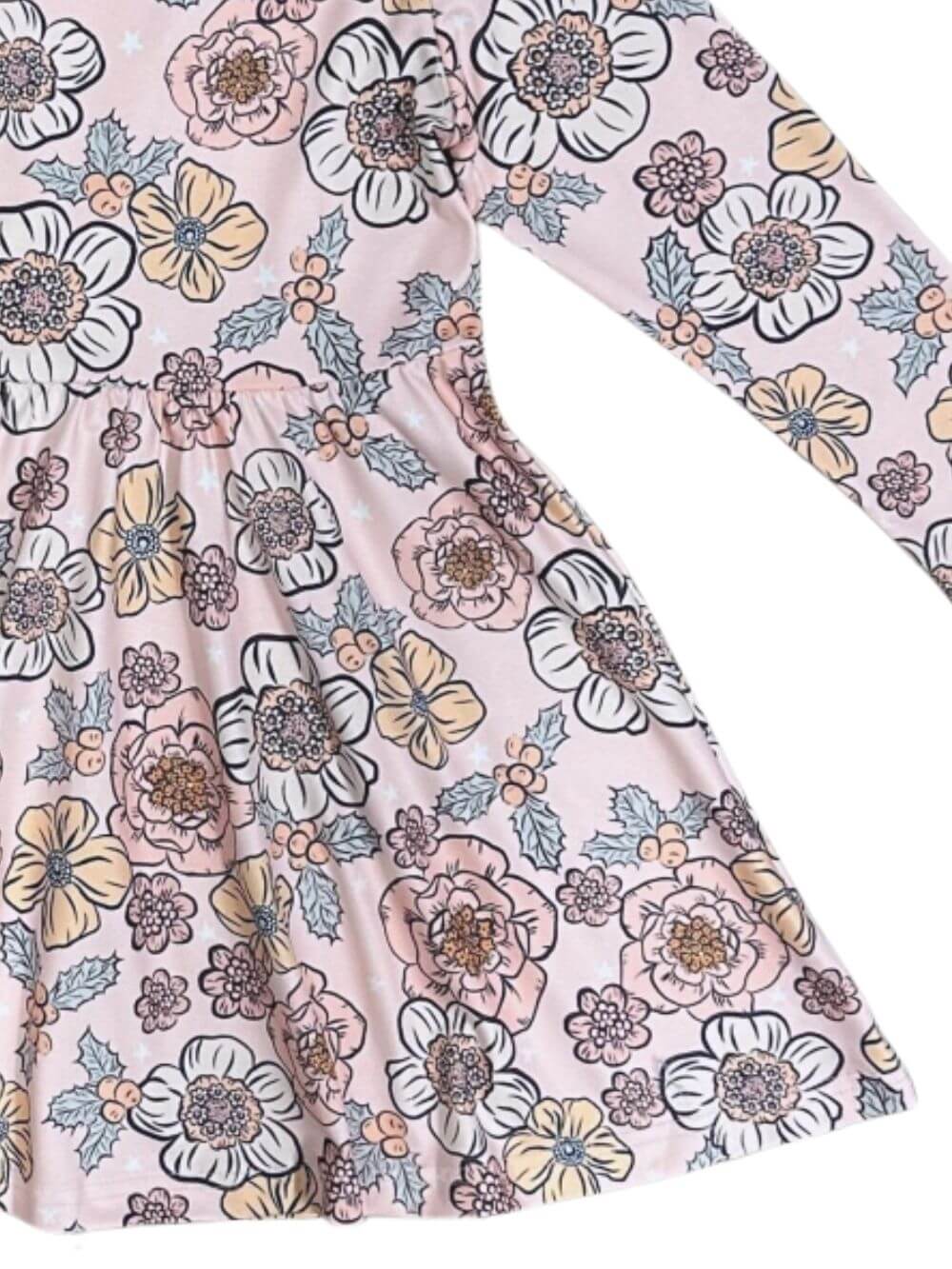 Blushing Blossoms Girls Long Sleeve Fall Floral Dress - Sydney So Sweet