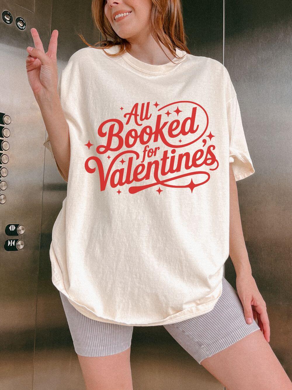 All Booked For Valentine's Book Lovers Graphic T-Shirt Unisex Short Sleeve Tee - Sydney So Sweet