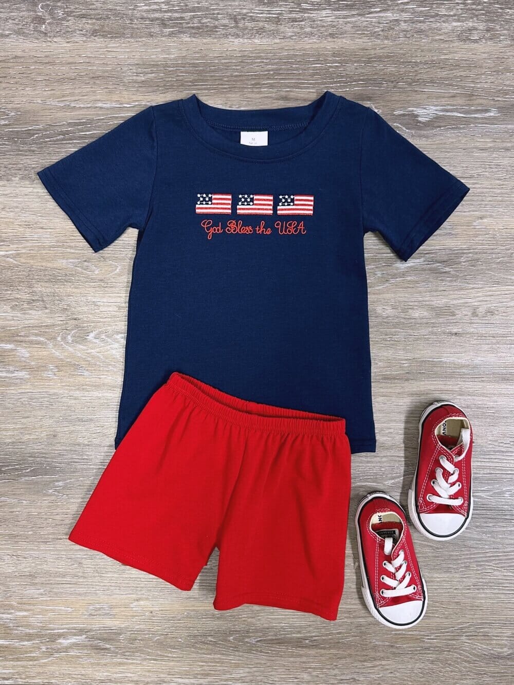 God Bless the USA Boys Flag Shirt & Short Set - Sydney So Sweet