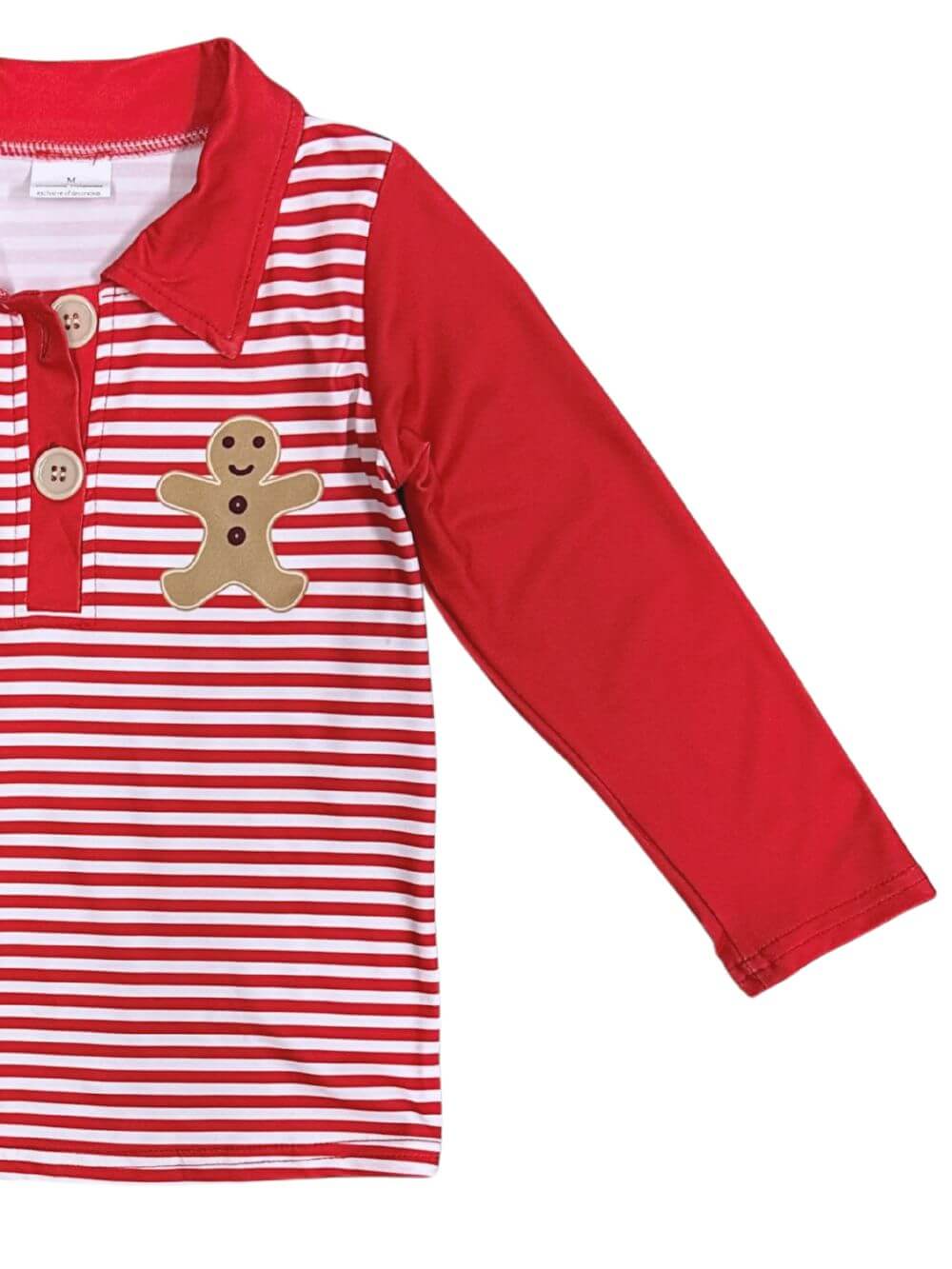 Boys Red Stripe Gingerbread Christmas Polo Shirt - Sydney So Sweet