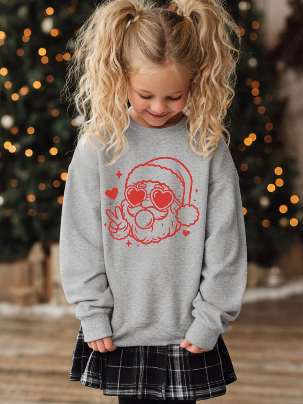Cool Santa Baby Bubblegum Kids' Crewneck Cozy Christmas Graphic Sweatshirt - Sydney So Sweet