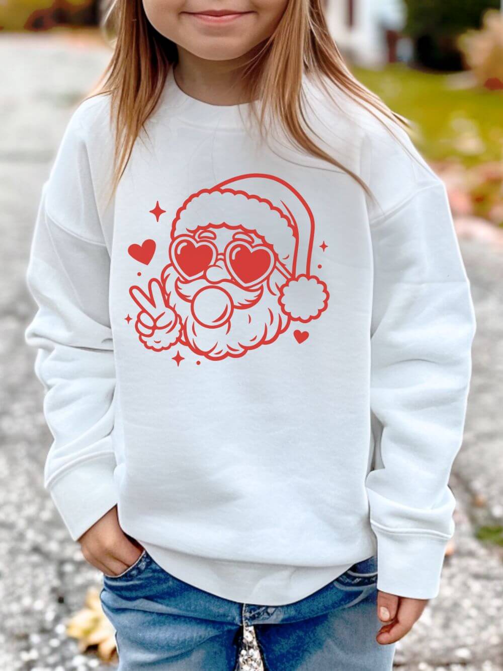 Cool Santa Baby Bubblegum Kids' Crewneck Cozy Christmas Graphic Sweatshirt - Sydney So Sweet