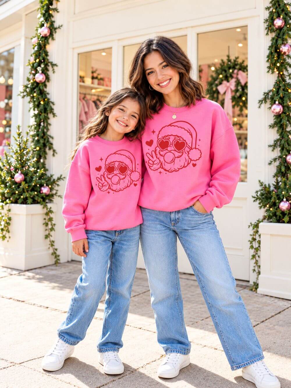 Cool Santa Baby Bubblegum Kids' Crewneck Cozy Christmas Graphic Sweatshirt