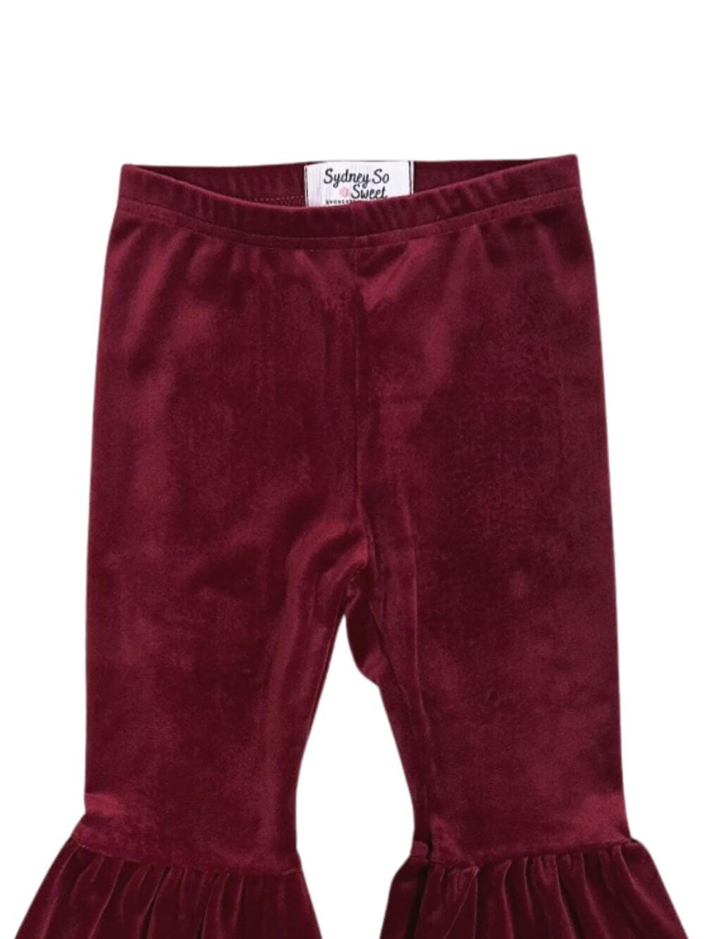 Burgundy Girls Velvet Bell Bottoms - Sydney So Sweet