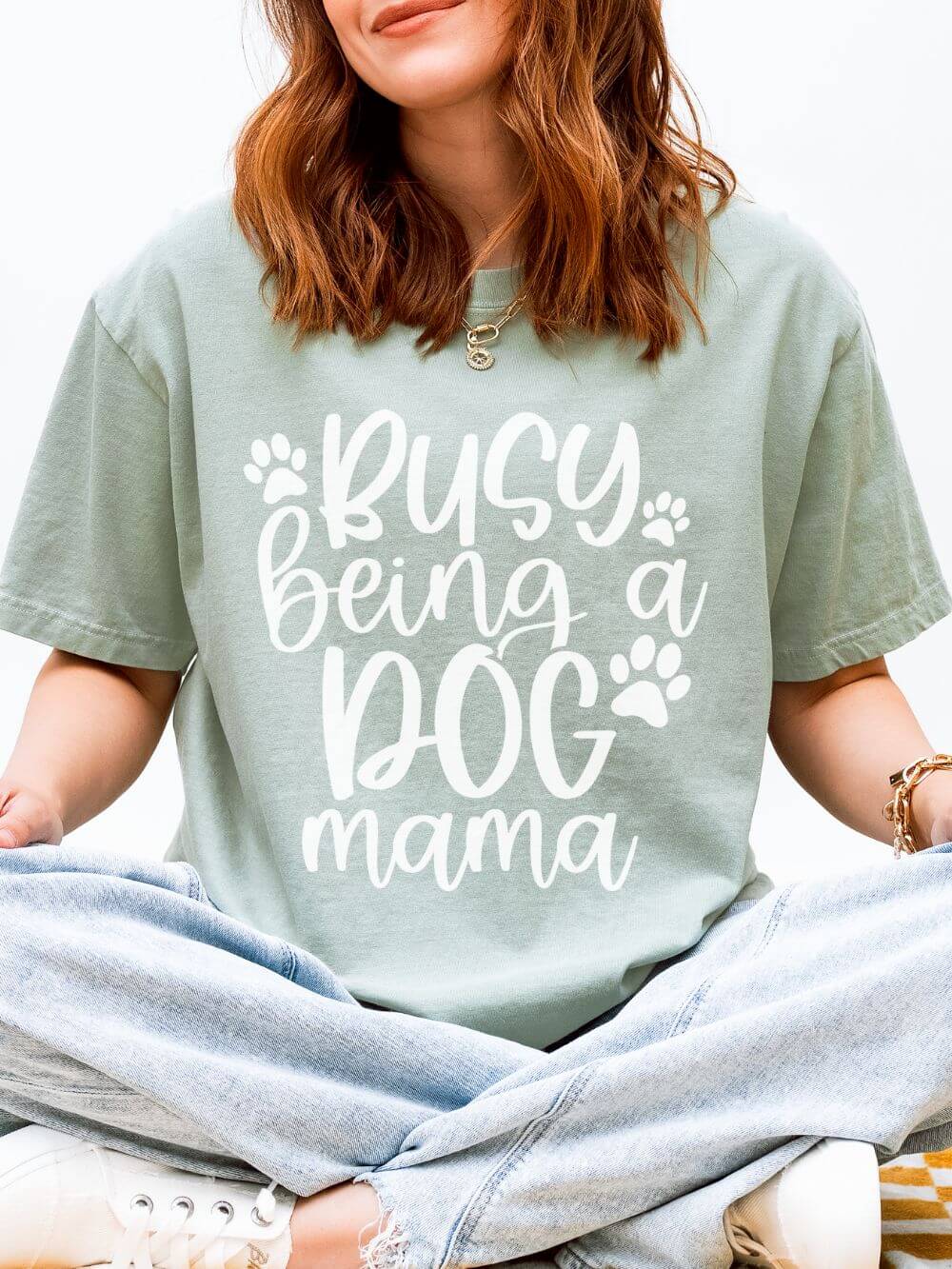 Busy Being a Dog Mama T-Shirt Cute Dog Lover Graphic Tee