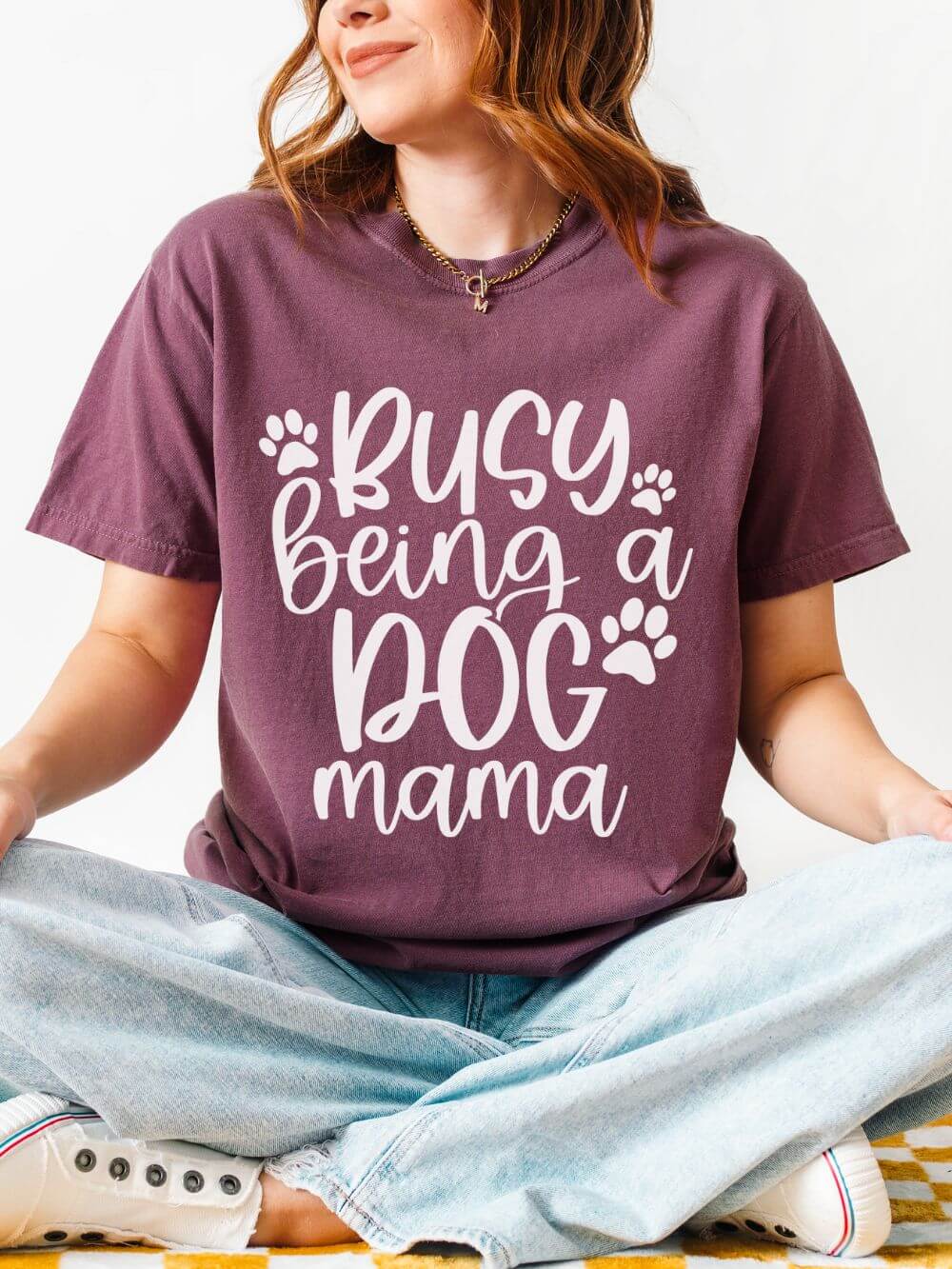 Busy Being a Dog Mama T-Shirt Cute Dog Lover Graphic Tee