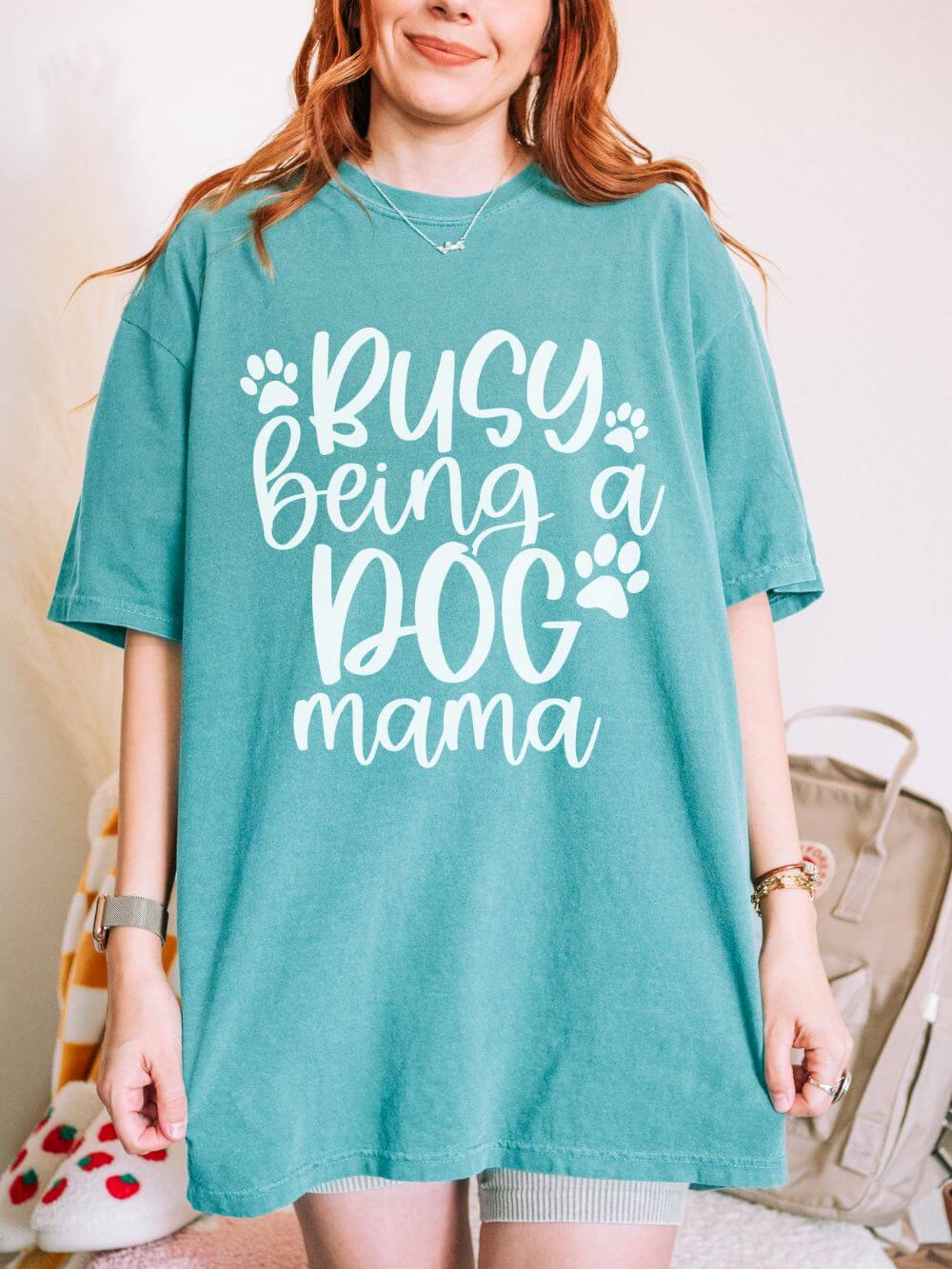 Busy Being a Dog Mama T-Shirt Cute Dog Lover Graphic Tee