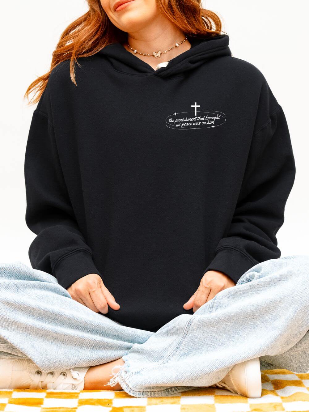 By His Wounds We Are Healed Lightweight Pullover Christian Hoodie Hooded Sweatshirt