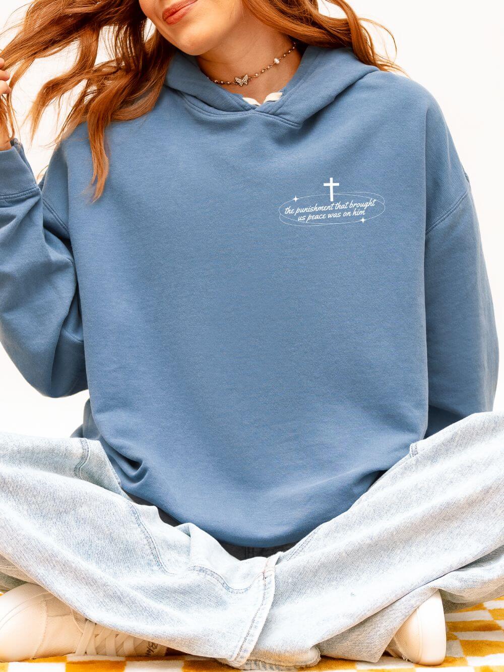 By His Wounds We Are Healed Lightweight Pullover Christian Hoodie Hooded Sweatshirt
