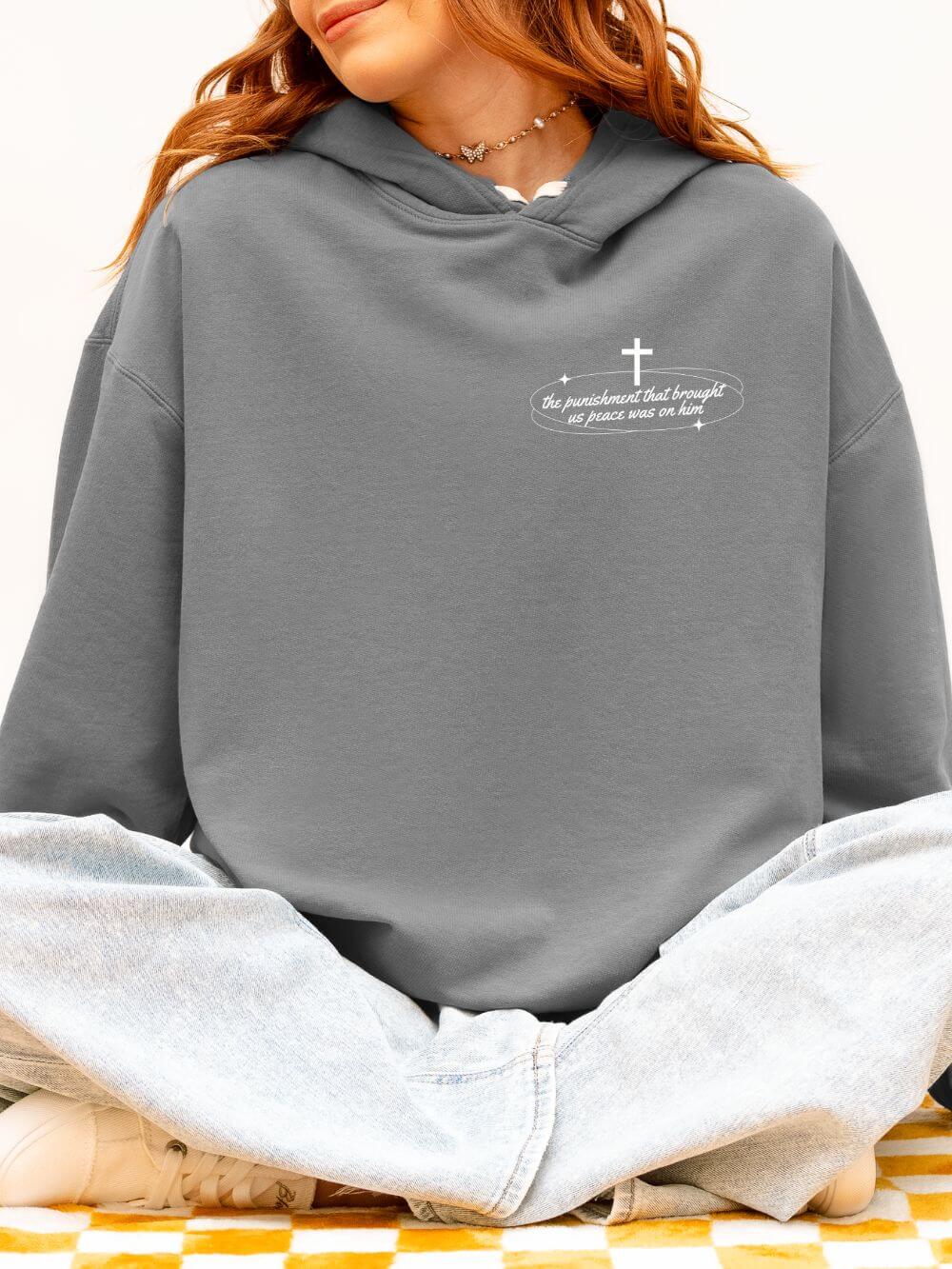 By His Wounds We Are Healed Lightweight Pullover Christian Hoodie Hooded Sweatshirt